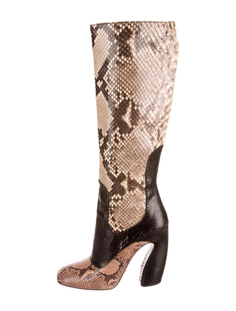 prada black leather flat boots|prada snakeskin boots.